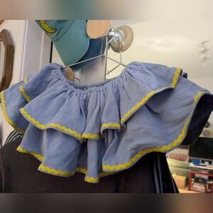Fashion Brand Company Scrap Linen Clown Collar Cornflower Blue with Yellow Trim
